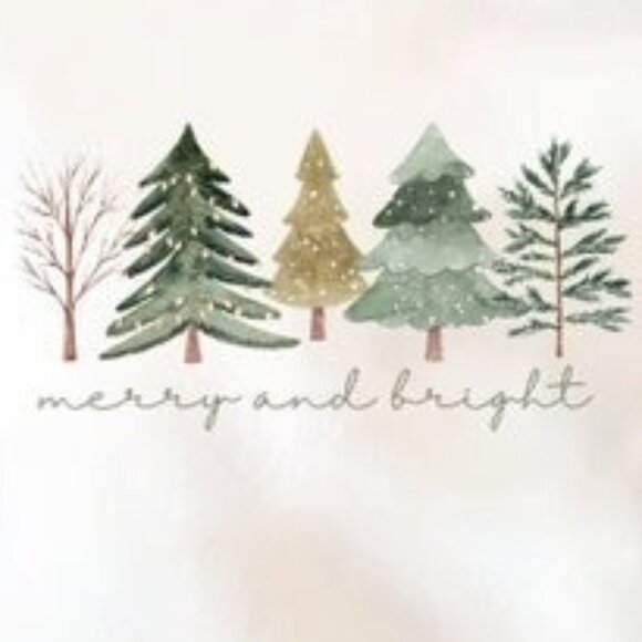 Merry And Bright Trees Christmas Sweatshirt Chic Winter Festive Pullover 05 - Picture 2 of 5